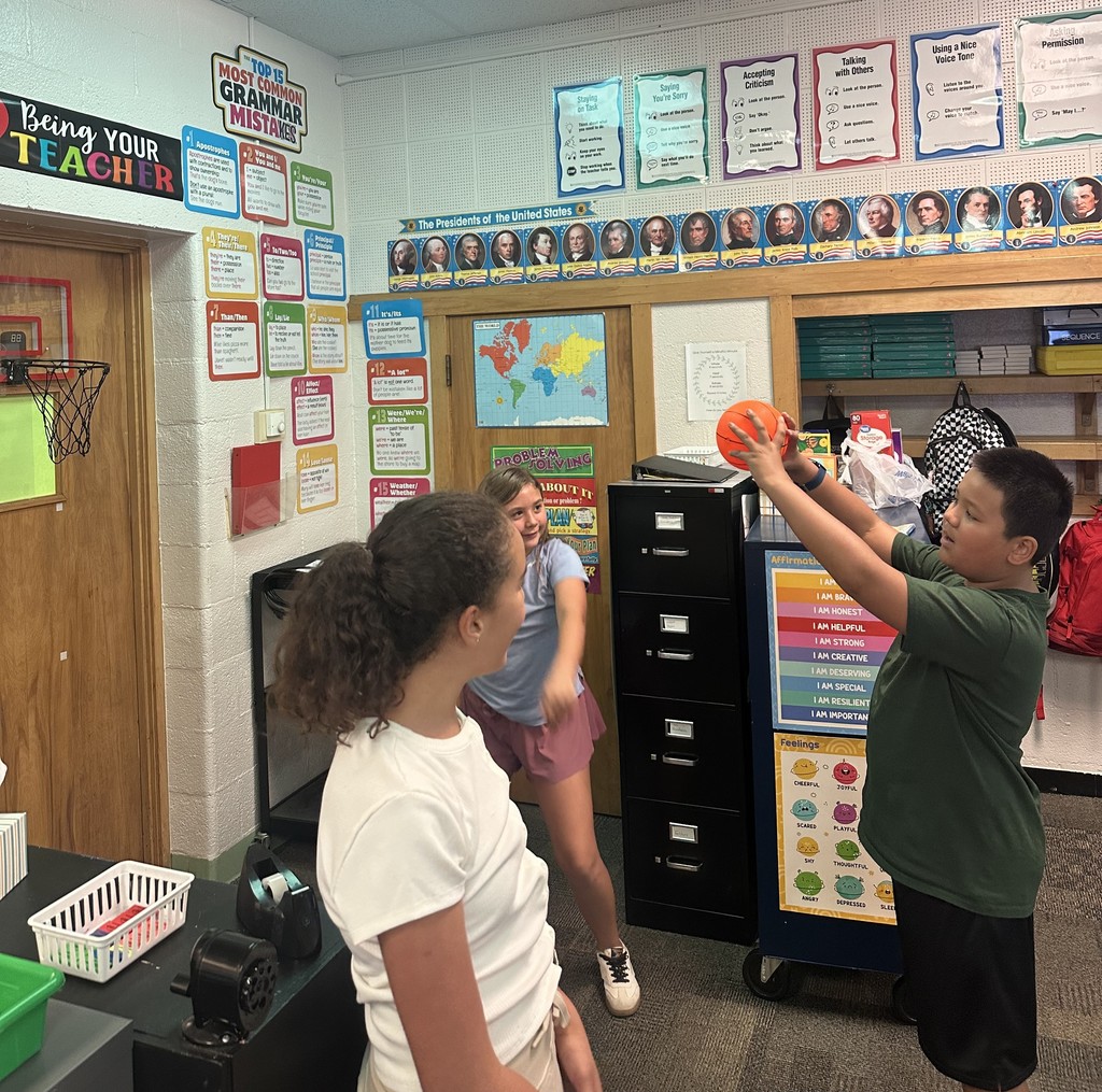 Shooting a basket after completing the sentence correctly!
