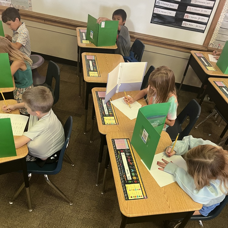 Mrs. Vlasman's Beadle 2nd graders are full of focus for their test.