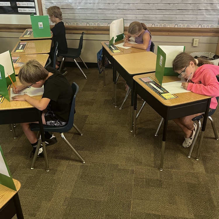 Mrs. Vlasman's Beadle 2nd graders are full of focus for their test.