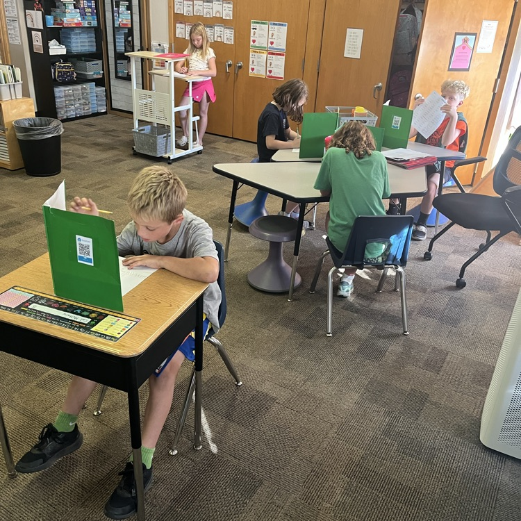 Mrs. Vlasman's Beadle 2nd graders are full of focus for their test.