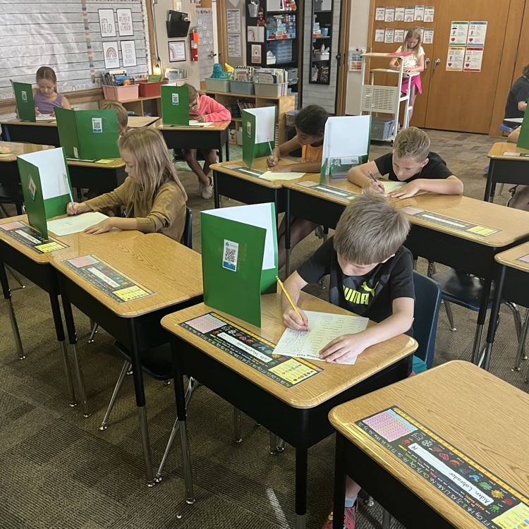 Mrs. Vlasman's Beadle 2nd graders are full of focus for their test.