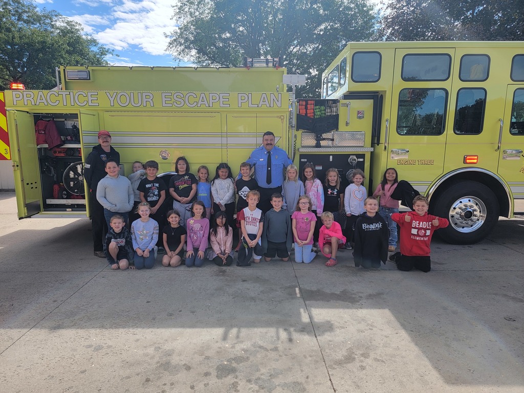 Students by fire truck