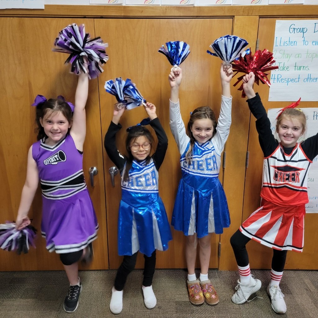 Students dressed up as cheerleaders.