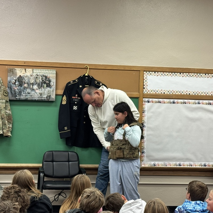 Beadle 4th graders learned about Veterans Day from Brooks Schild. Mr. Schild is a Beadle alum, veteran, and former YSD teacher. Thank you Veterans and Mr. Schild for your service!