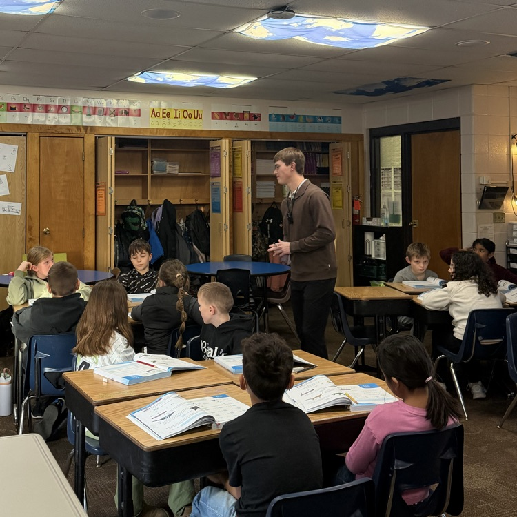 Drew Ryken, Yankton alumnus, took on the role of teacher today! Mr. Ryken did a fabulous job teaching math to Mrs. Lukkes's fourth graders at Beadle. We think he's going to be an amazing teacher!