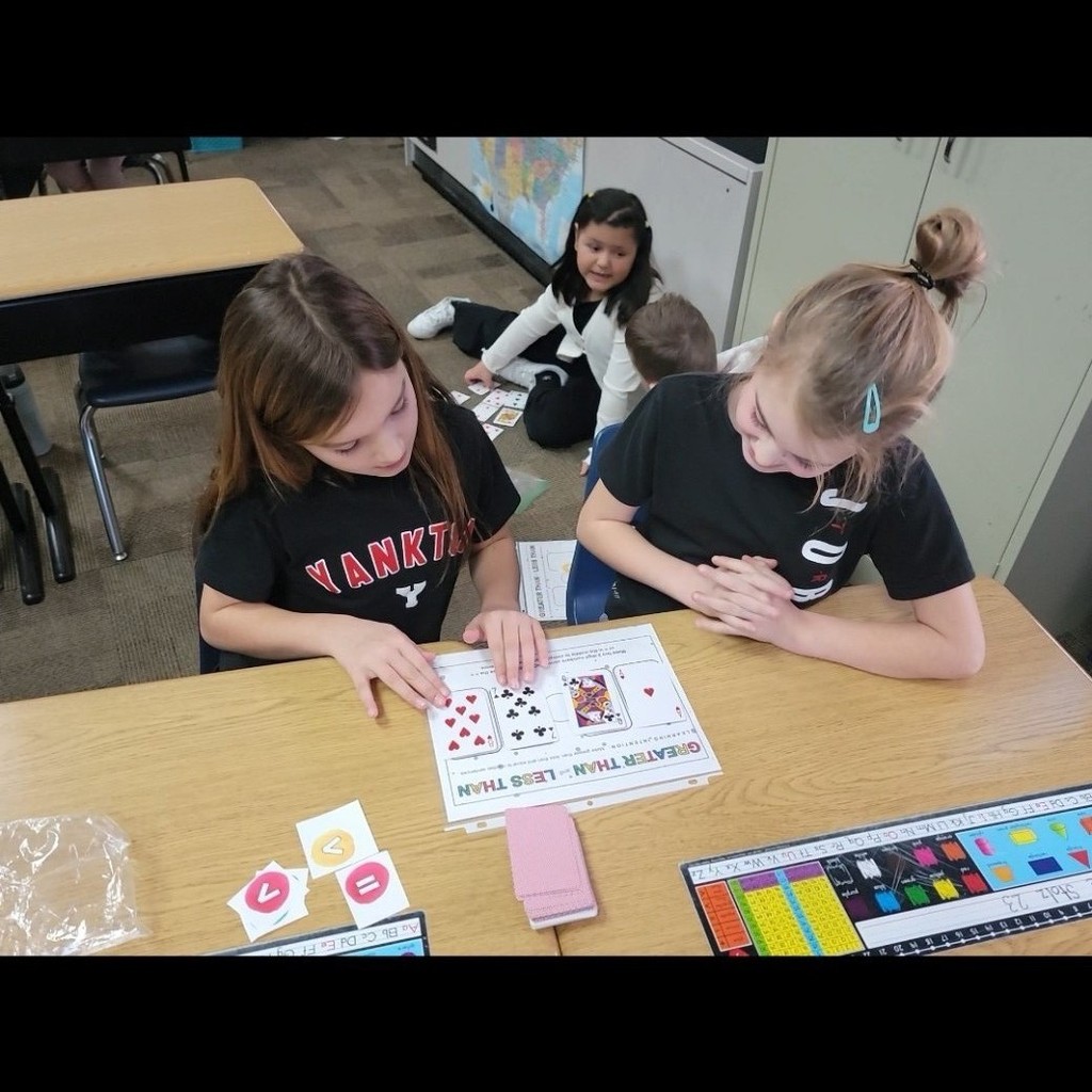 Students practicing math skills.