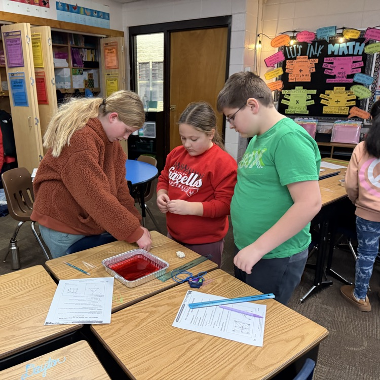 Beadle fourth graders in Mrs. Lukkes's class designed and tested buildings that could withstand an earthquake.  Mr. Mitzel joined one of the groups too! 