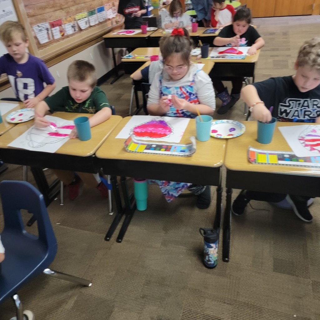 Students painting. 
