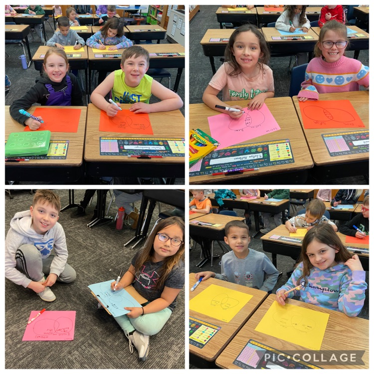 Before second graders at Beadle did their writing, they practiced comparing and contrasting with a classmate using a Venn diagram! 