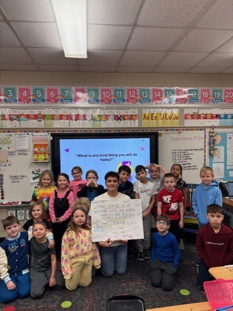 students with teacher for kindness 