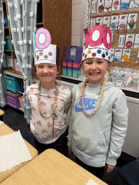 Students celebrating the 100th day