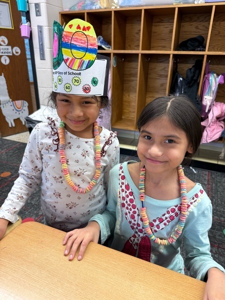 Students celebrating the 100th day