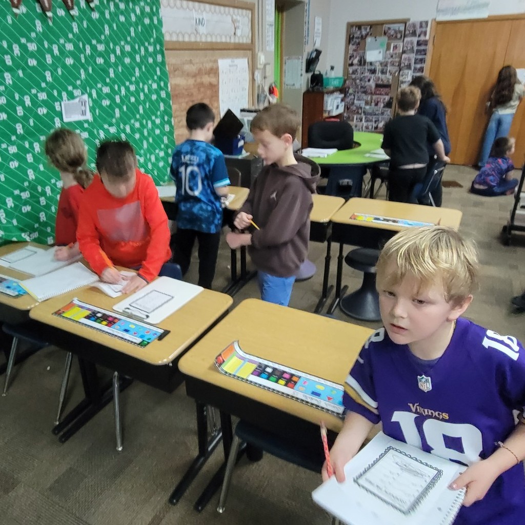 Students practicing math. 