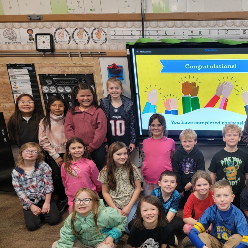 Students smiling after Junior Achievement. 