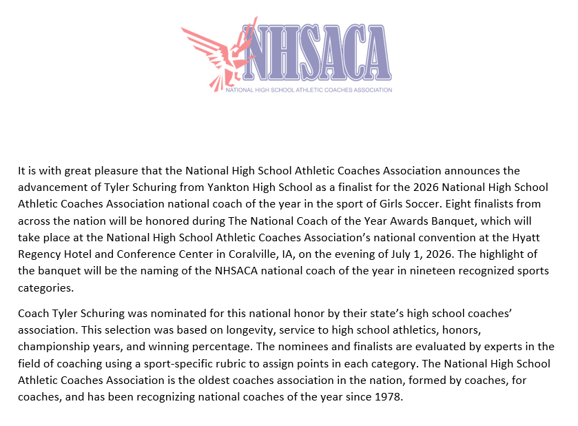 NHSACA National COY Announcement