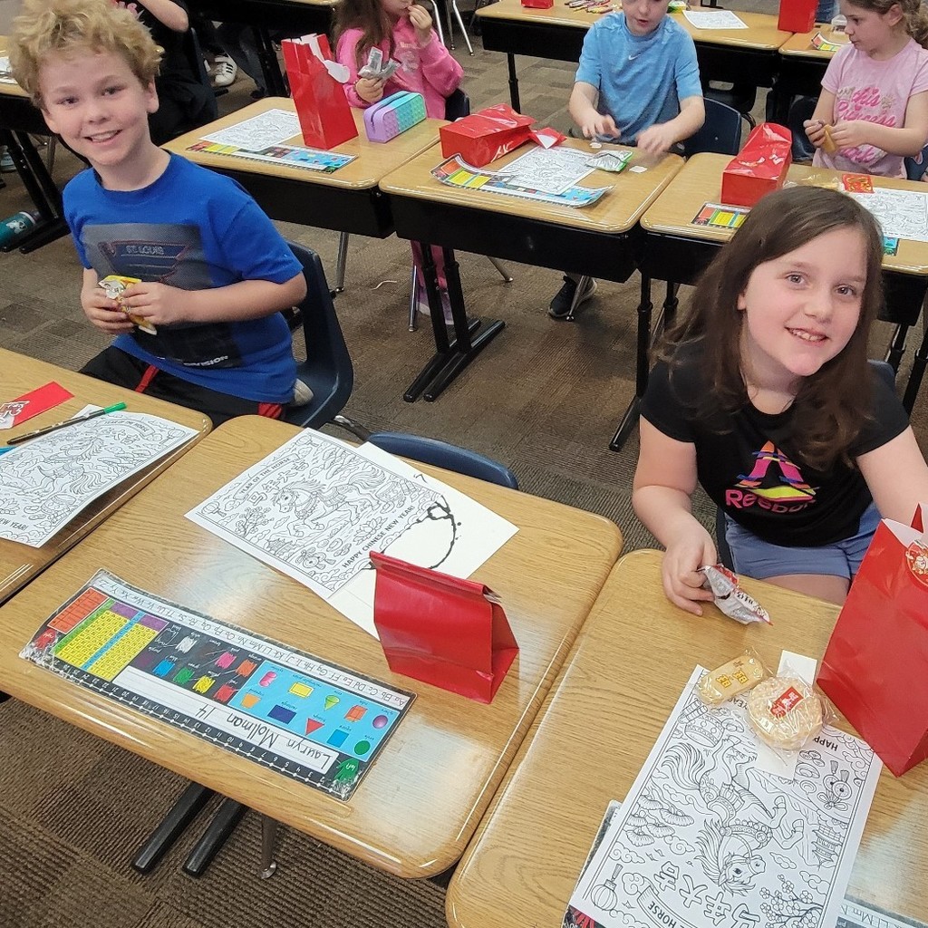 Students enjoying Chinese treats. 