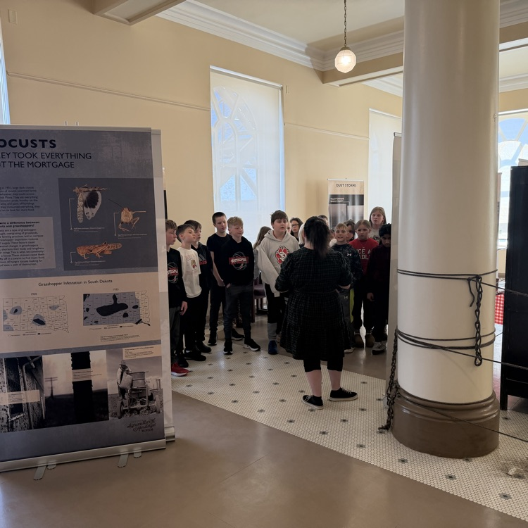 Mrs. Lukkes's fourth graders at Beadle enjoyed the Mead Museum. They learned about the Dust Bowl, Lewis and Clark, and Yankton College. 