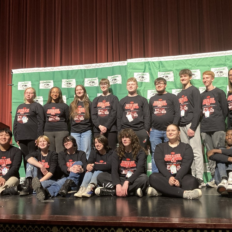 High school Science Olympiad team with first place trophy