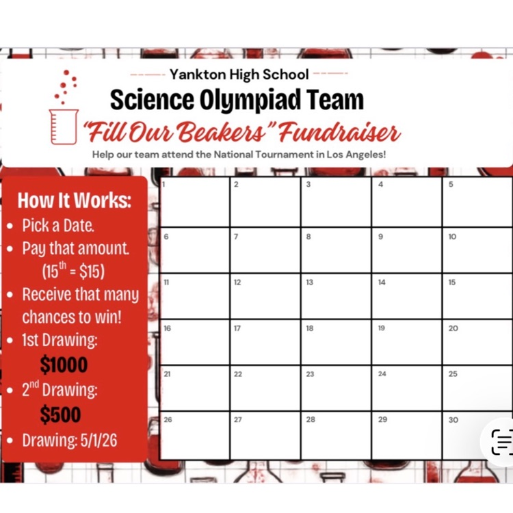 Calendar of fundraiser dates to purchase. 