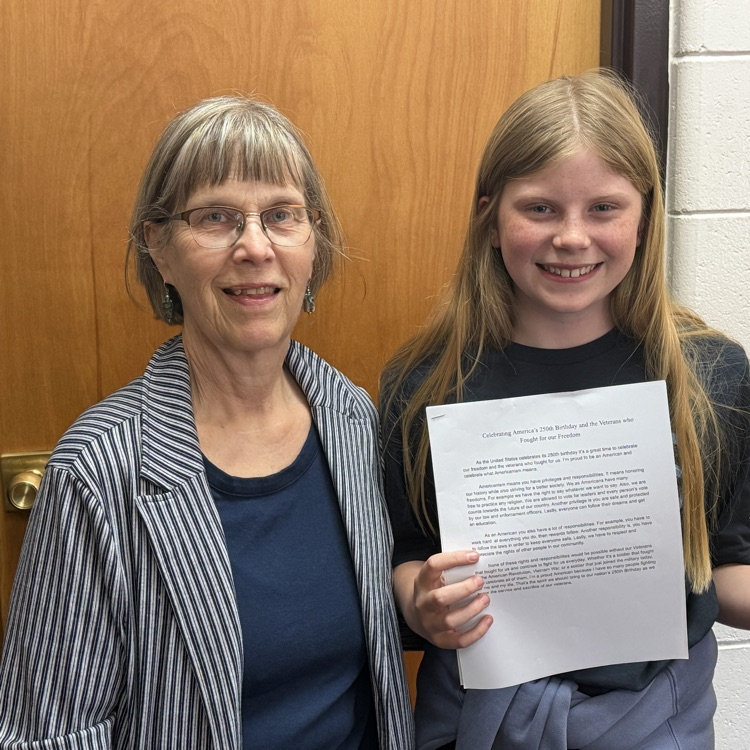 Congratulations Sutton on winning 1st place for your grade level in the American Legion Auxiliary essay contest!  