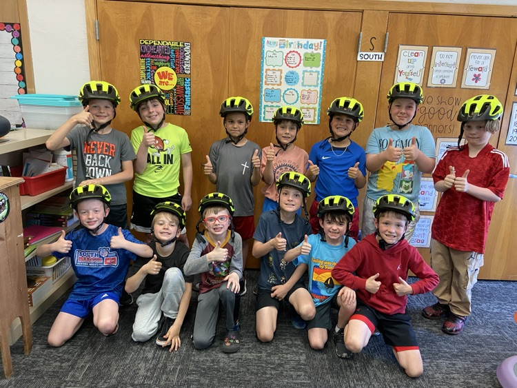 Second graders at Beadle are so thankful for their helmets! Thank you to Yankton Medical Clinic, Rotary Club, and Ace Bike & Fitness! 