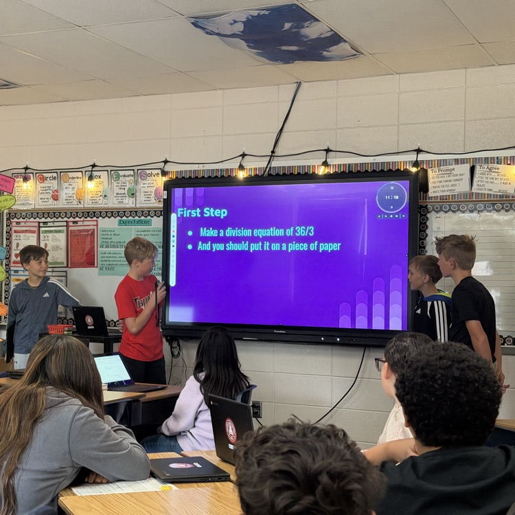 Fourth graders in Mrs. Lukkes's class at Beadle chose an activity to be the teacher. They created a presentation to teach their classmates about a math topic.