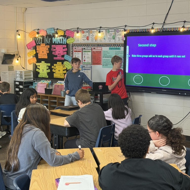 Fourth graders in Mrs. Lukkes's class at Beadle chose an activity to be the teacher. They created a presentation to teach their classmates about a math topic.