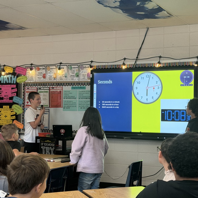 Fourth graders in Mrs. Lukkes's class at Beadle chose an activity to be the teacher. They created a presentation to teach their classmates about a math topic.