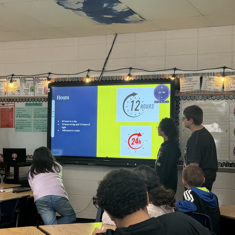 Fourth graders in Mrs. Lukkes's class at Beadle chose an activity to be the teacher. They created a presentation to teach their classmates about a math topic.