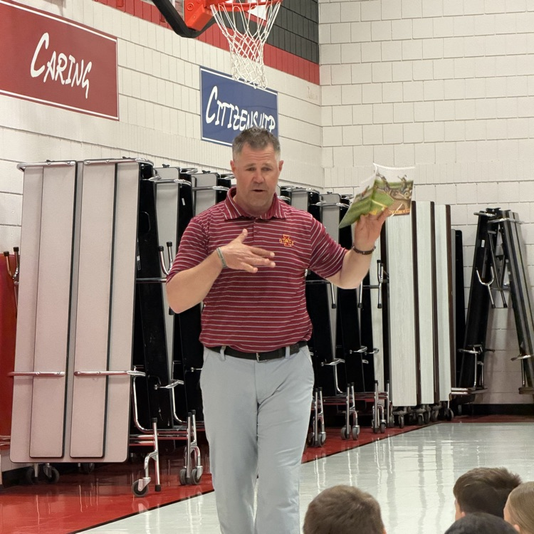 Beadle third, fourth, and fifth graders were entertained at the Coach Sloth assembly this morning. He shared his books and some students even got to take part in acting it out!