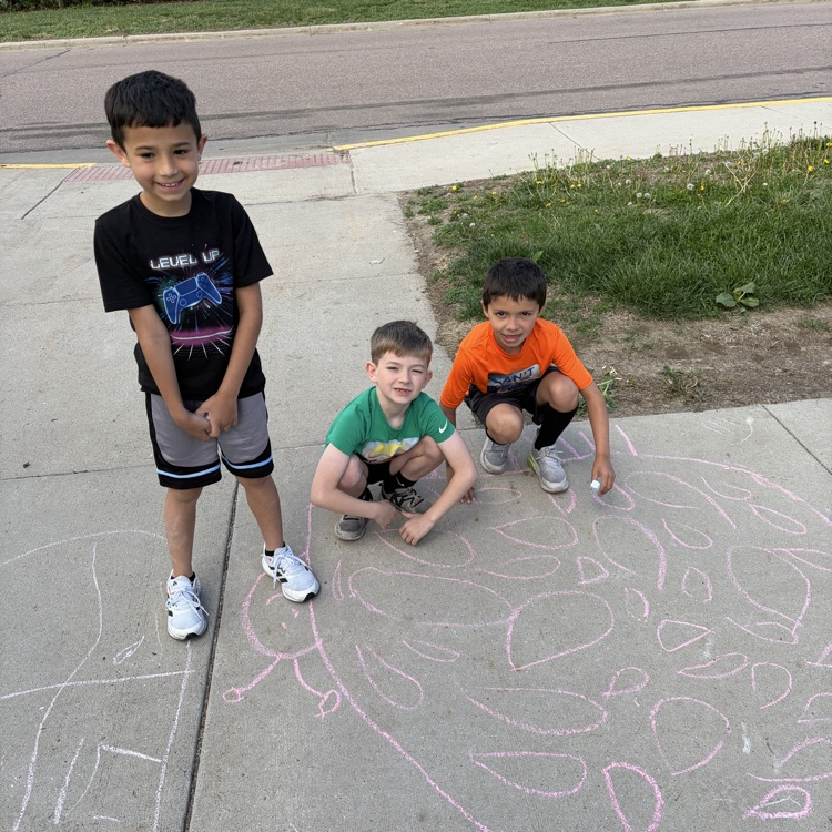 Beadle second graders, in Mrs. Vlasman's class, enjoyed glow day and sidewalk chalk this week