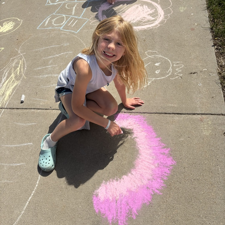 Beadle second graders, in Mrs. Vlasman's class, enjoyed glow day and sidewalk chalk this week