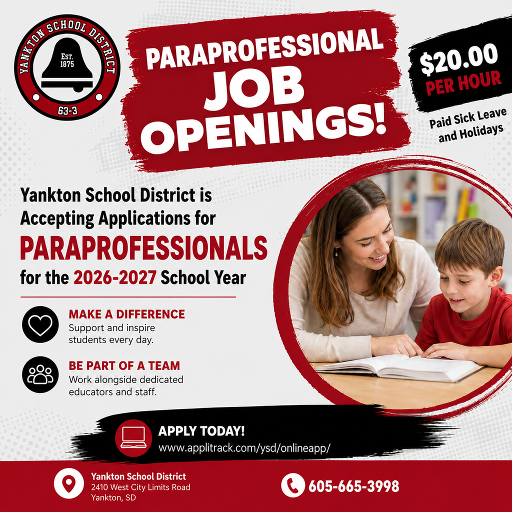 Yankton School District is Hiring Paraprofessionals