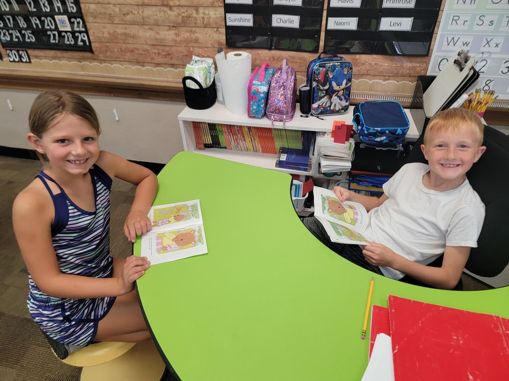 Students reading.