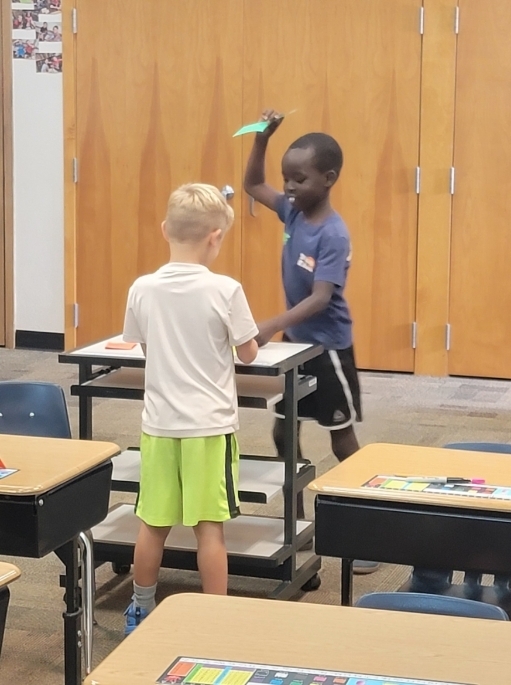 Students practicing sounds. 