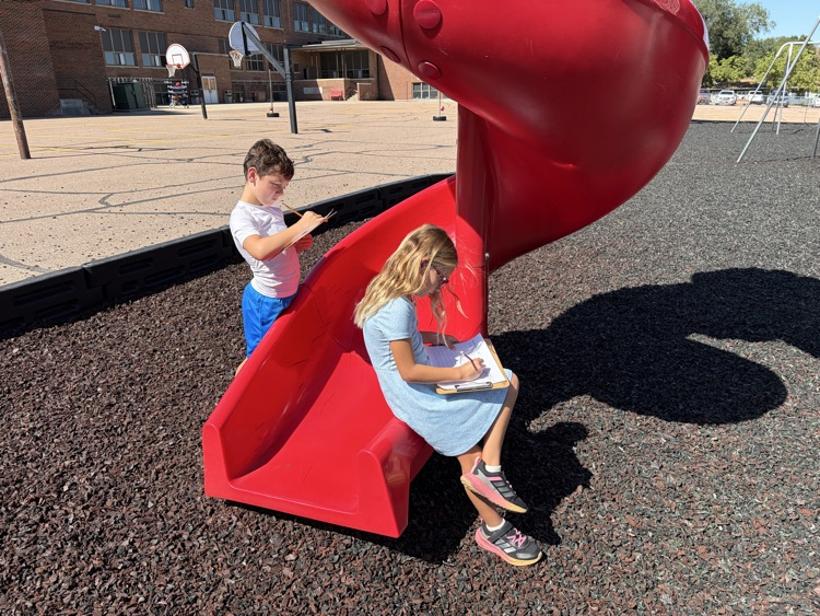 Mrs. Krommenhoek’s second graders went on a “WalkSTEM Tour” to observe and explore the various properties of our playground equipment! 