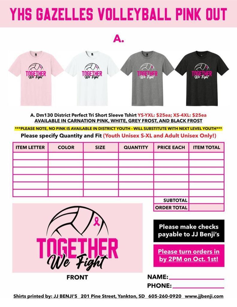 Pink Shirt Order Form