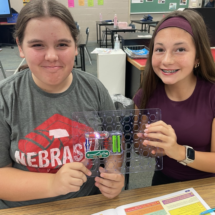 Mrs. Stanosheck's 7th grade Technical Career Exploration classes did electrical projects with snap circuits today. 