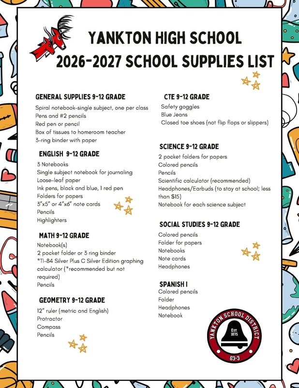 High School Supply list 