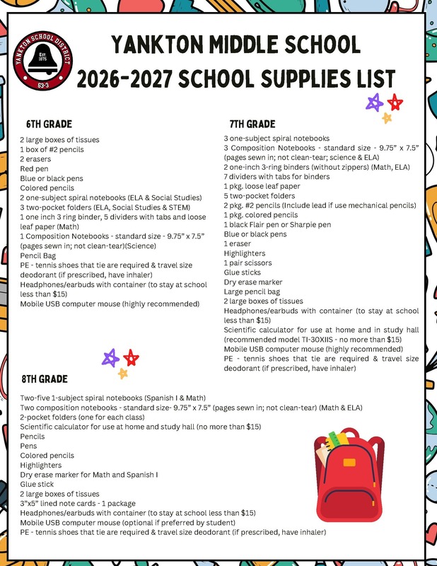 Middle School Supply List 