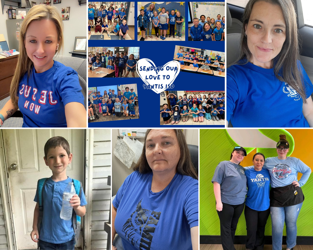 Photos of people wearing blue