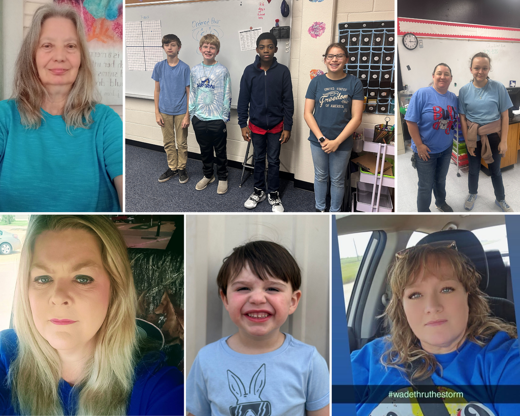 Photos of people wearing blue