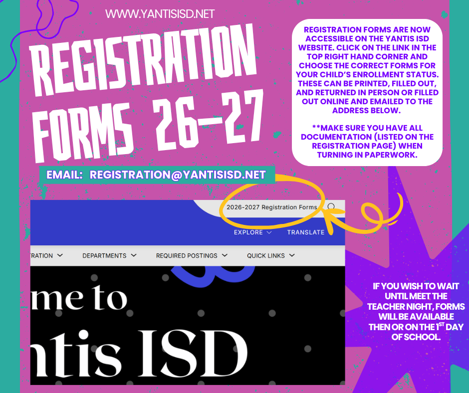Registration Forms Available Flyer 26-27