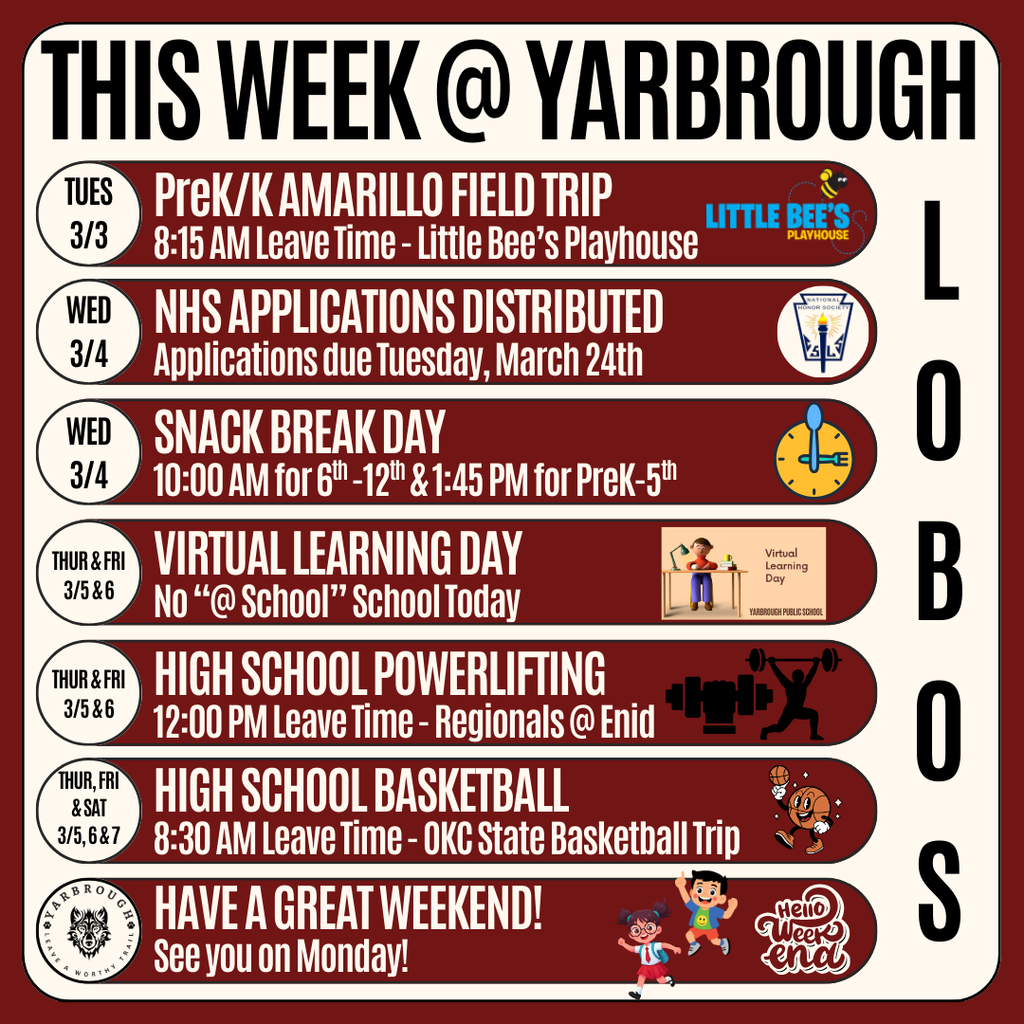 This Week Updated 3-2-26