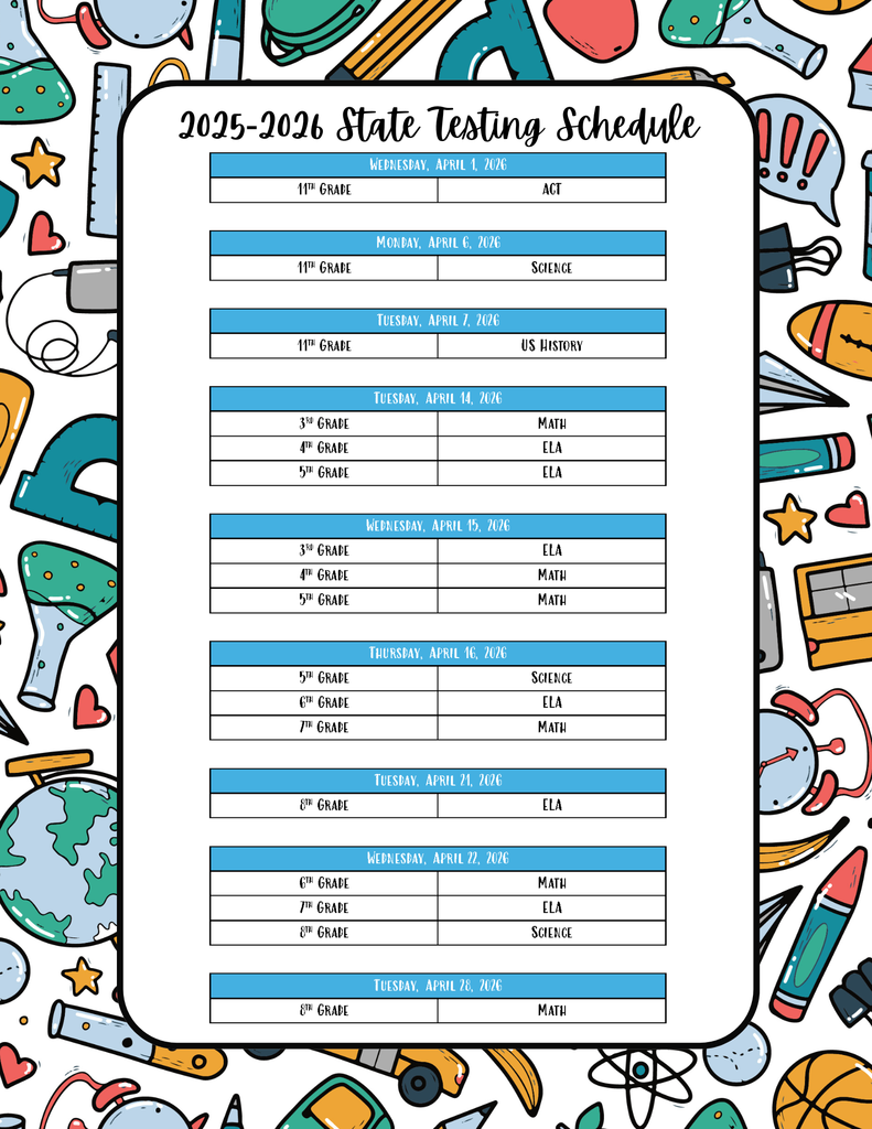 State Testing Schedule