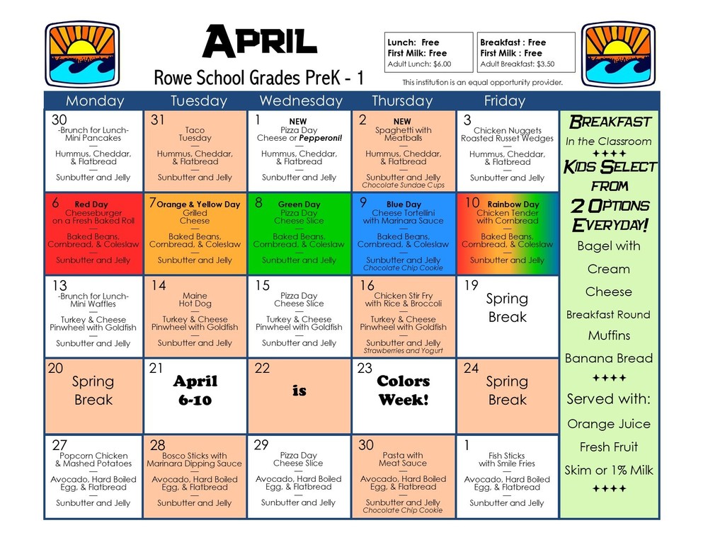 April Menu