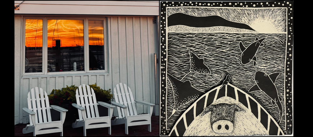 Two piece of artwork; photograph and porcelain tile