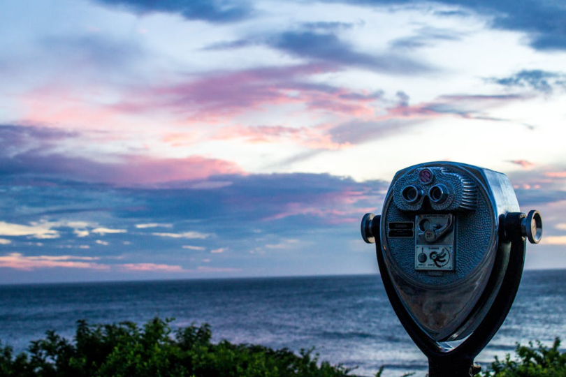 Binoculars looking at ocean