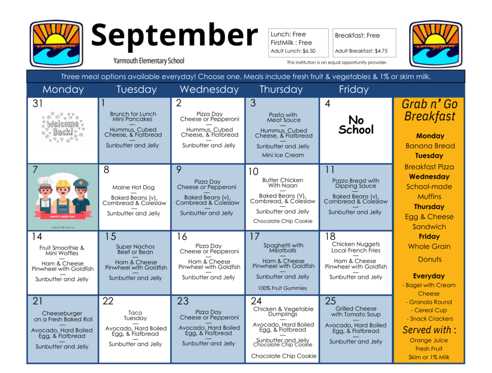 YES September Menu