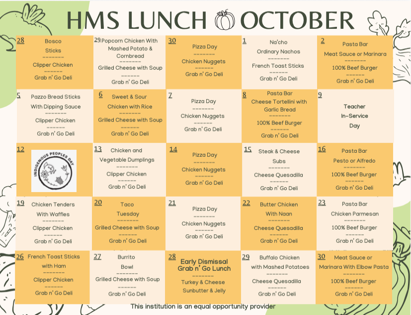 HMS Lunch Menu